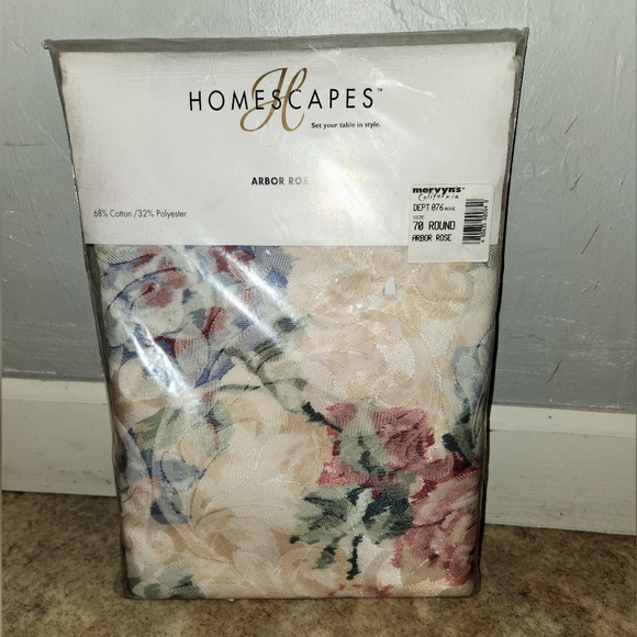 Vintage 1980s 1990s Round Floral Tablecloth NOS - Picture 8 of 8